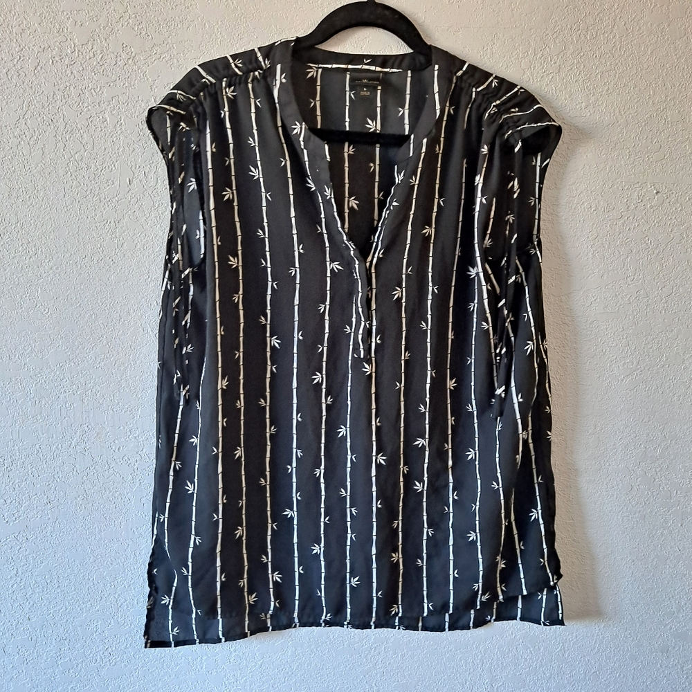 Worthington Black Bamboo striped Blouse